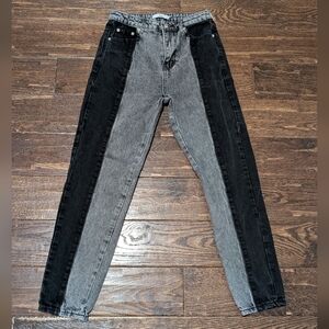 Adika Two-Tone Denim Jeans Gray and Black